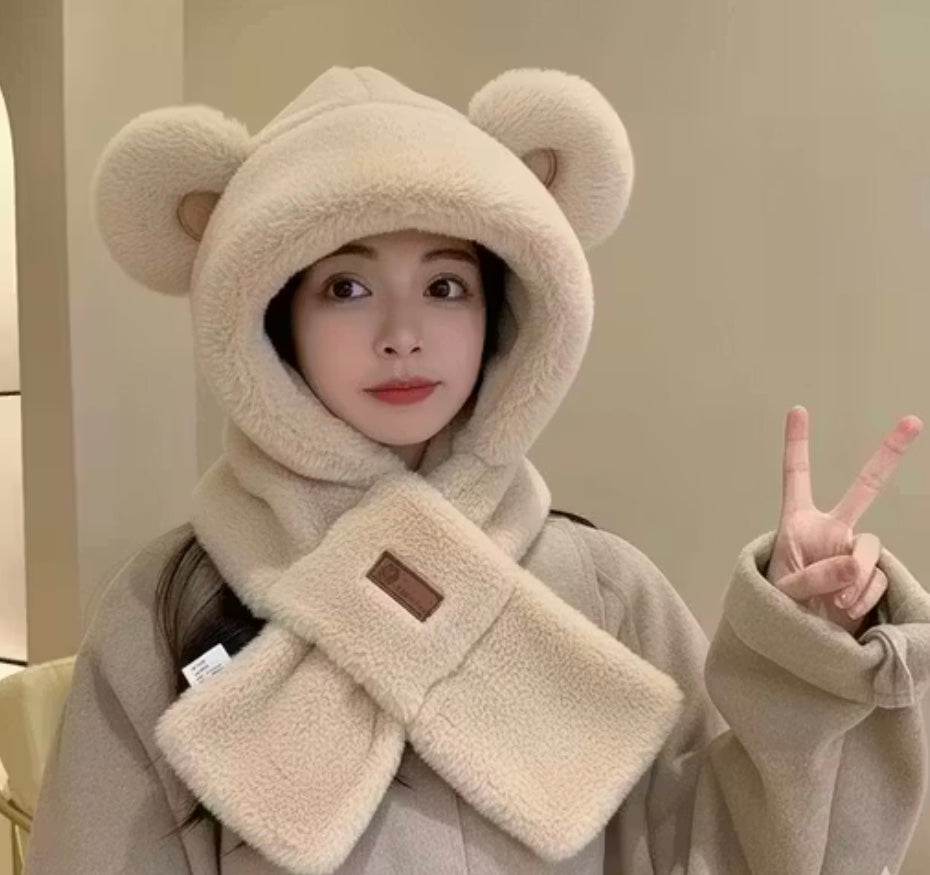 PACK OF 1 Cute Teddy Bear Hooded Cap – Korean Winter Collection