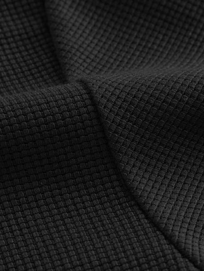 Men's Waffle Fabric Cooling Breathable Short Sleeve Black T-Shirt