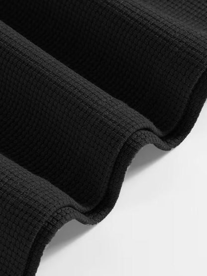 Men's Waffle Fabric Cooling Breathable Short Sleeve Black T-Shirt