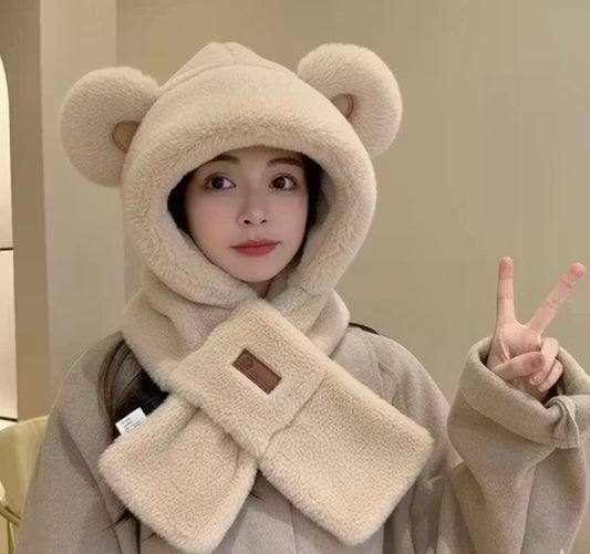 PACK OF 1 Cute Teddy Bear Hooded Cap – Korean Winter Collection